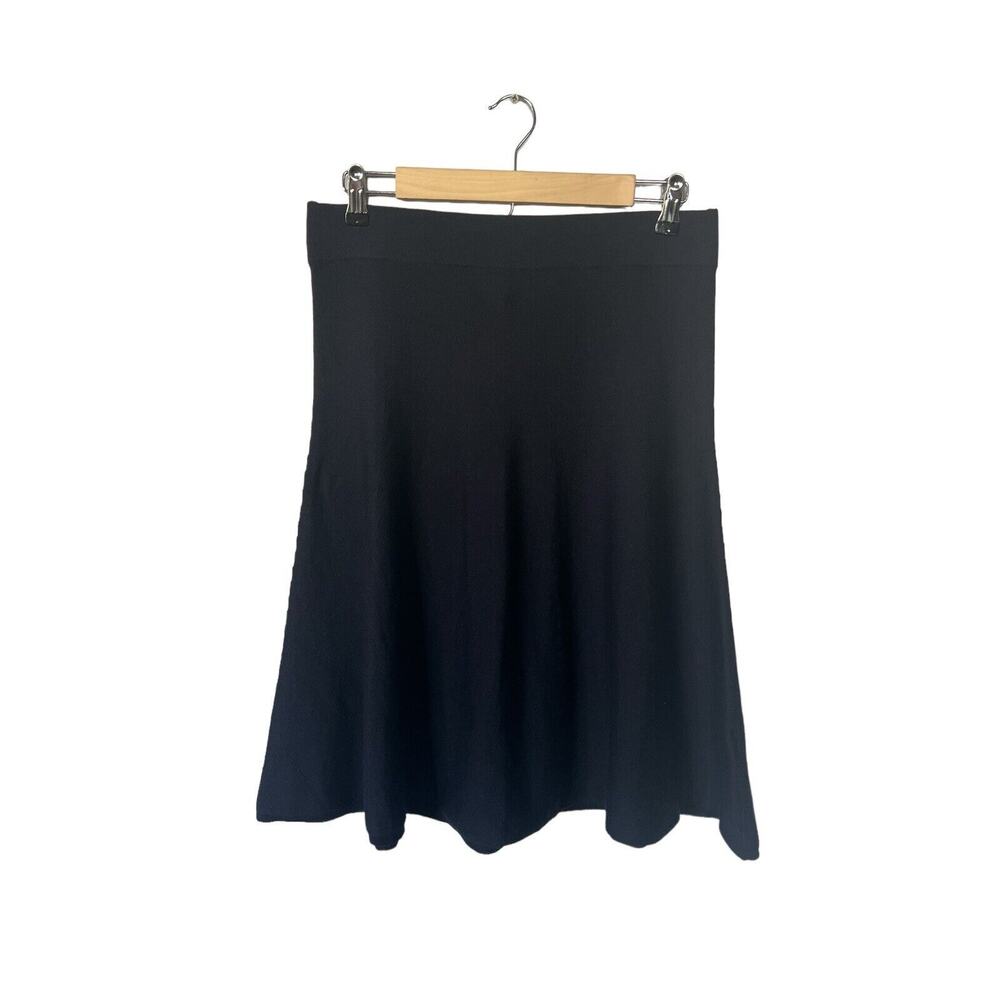 White Stuff Navy Blue 100% Wool Flare Knit Skirt Size 10